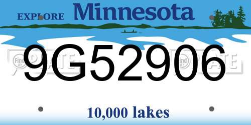 9G52906 Minnesota License Plate