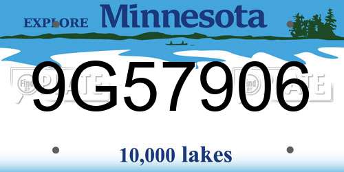 9G57906 Minnesota License Plate