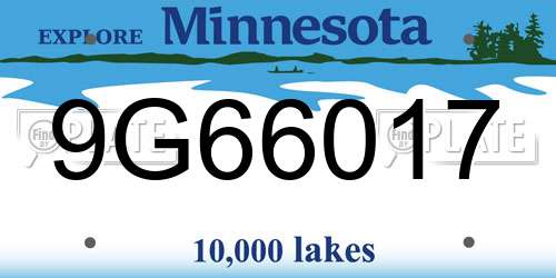 9G66017 Minnesota License Plate