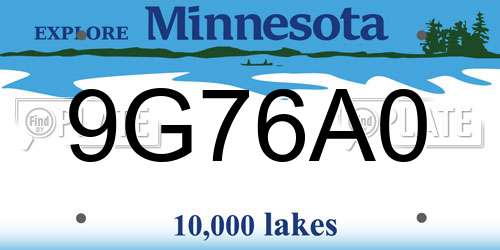9G76A0 Minnesota License Plate