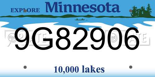 9G82906 Minnesota License Plate