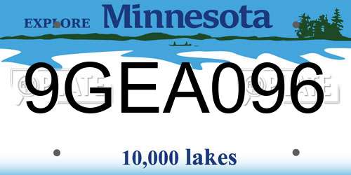 9GEA096 Minnesota License Plate