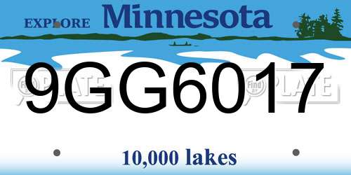 9GG6017 Minnesota License Plate