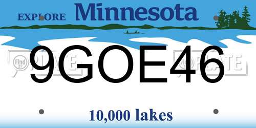 9GOE46 Minnesota License Plate