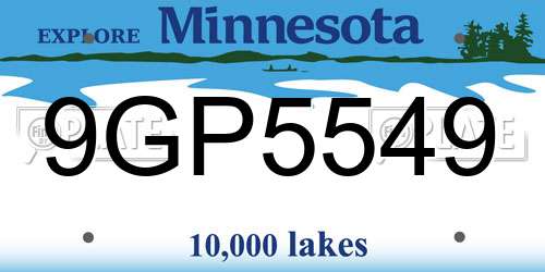 9GP5549 Minnesota License Plate