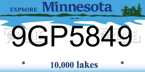 9GP5849 Minnesota License Plate