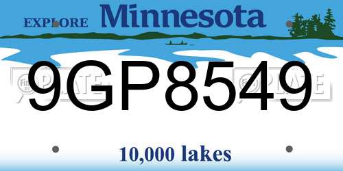 9GP8549 Minnesota License Plate