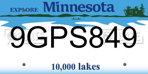 9GPS849 Minnesota License Plate