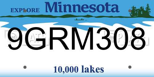 9GRM308 Minnesota License Plate