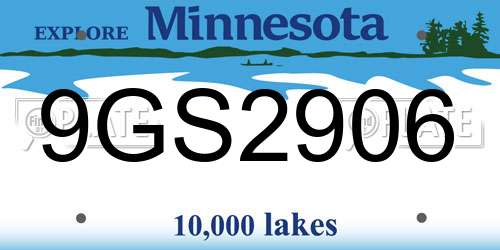 9GS2906 Minnesota License Plate
