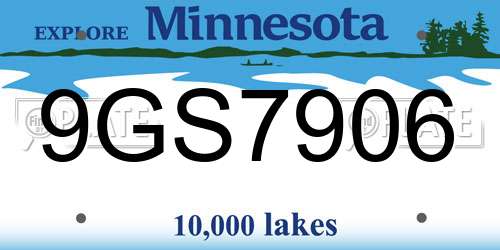 9GS7906 Minnesota License Plate