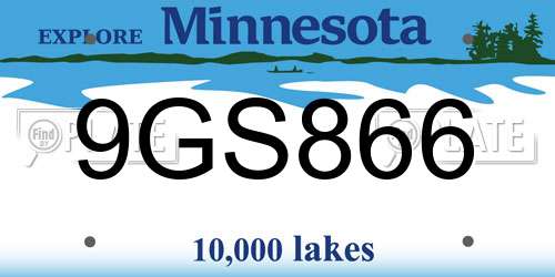 9GS866 Minnesota License Plate