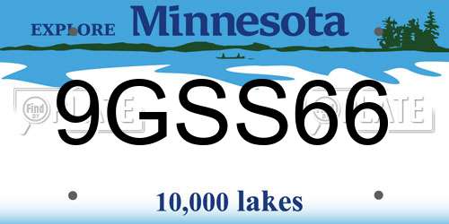 9GSS66 Minnesota License Plate