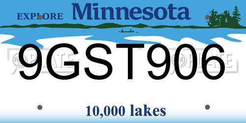 9GST906 Minnesota License Plate