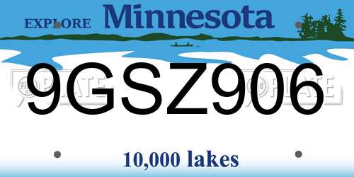 9GSZ906 Minnesota License Plate