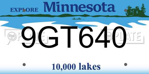 9GT640 Minnesota License Plate