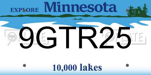 9GTR25 Minnesota License Plate