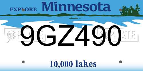 9GZ490 Minnesota License Plate