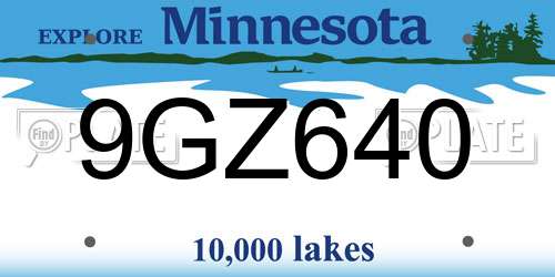 9GZ640 Minnesota License Plate