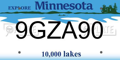 9GZA90 Minnesota License Plate