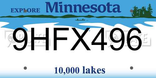 9HFX496 Minnesota License Plate