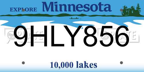 9HLY856 Minnesota License Plate