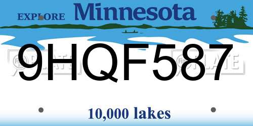 9HQF587 Minnesota License Plate