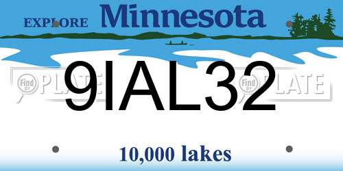 9IAL32 Minnesota License Plate