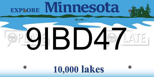 9IBD47 Minnesota License Plate