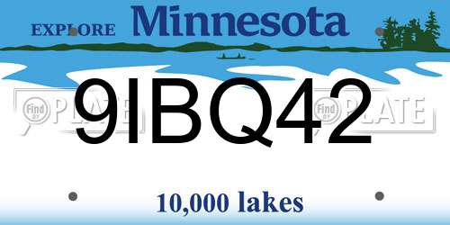 9IBQ42 Minnesota License Plate