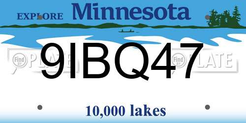 9IBQ47 Minnesota License Plate