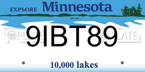 9IBT89 Minnesota License Plate