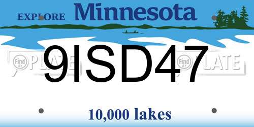 9ISD47 Minnesota License Plate