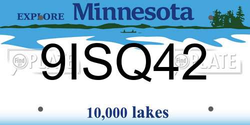 9ISQ42 Minnesota License Plate