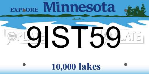 9IST59 Minnesota License Plate