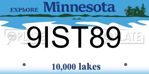 9IST89 Minnesota License Plate
