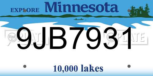 9JB7931 Minnesota License Plate