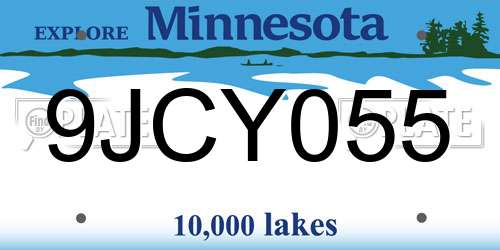 9JCY055 Minnesota License Plate