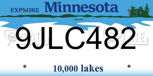 9JLC482 Minnesota License Plate