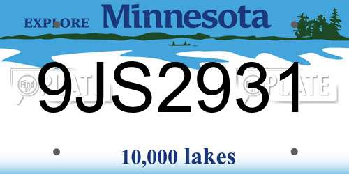 9JS2931 Minnesota License Plate