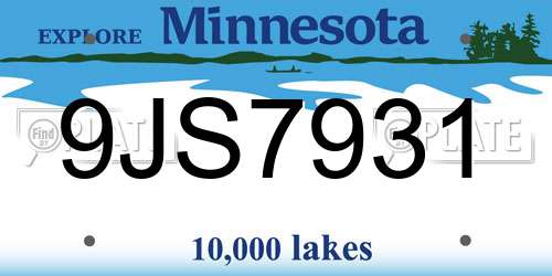 9JS7931 Minnesota License Plate