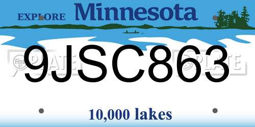 9JSC863 Minnesota License Plate