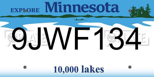 9JWF134 Minnesota License Plate