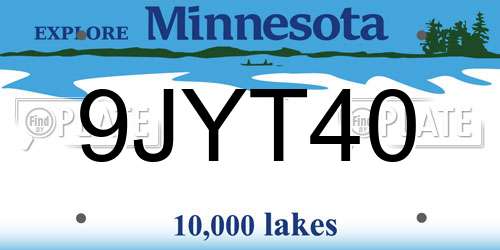9JYT40 Minnesota License Plate