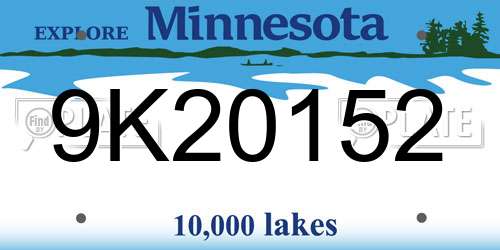 9K20152 Minnesota License Plate