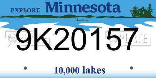 9K20157 Minnesota License Plate