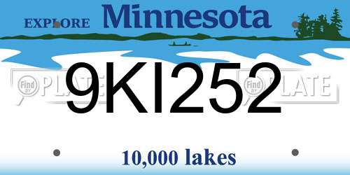 9KI252 Minnesota License Plate