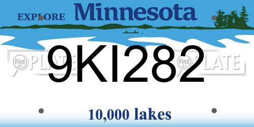 9KI282 Minnesota License Plate