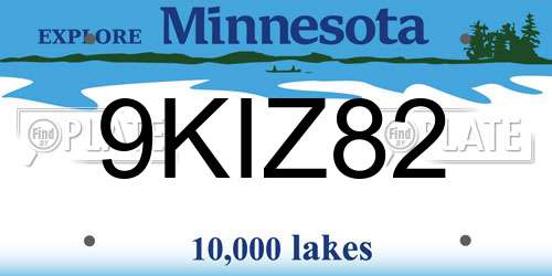 9KIZ82 Minnesota License Plate
