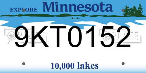 9KT0152 Minnesota License Plate